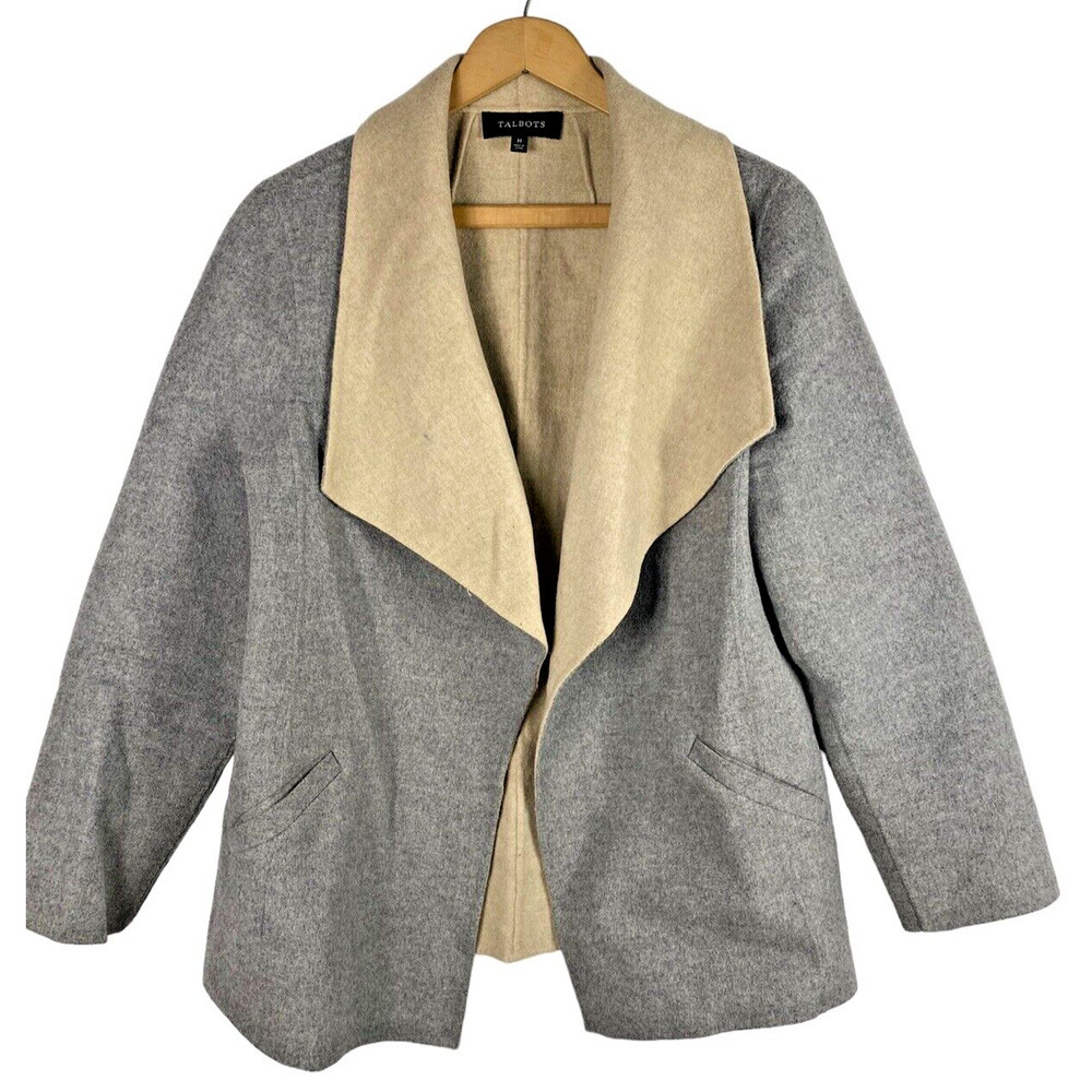 Talbots Medium Open Front Wool Jacket Coat Gray T… - image 1